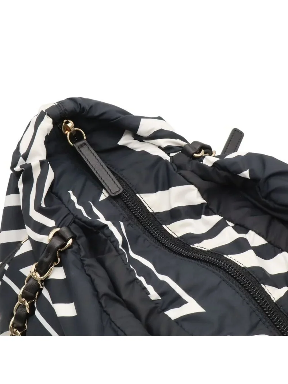 Chanel Coco Beach Backpack Chain Shoulder Bag Star Pattern Nylon Leather Black